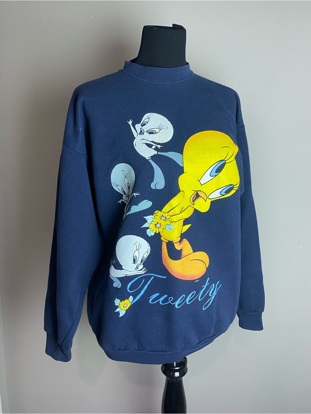 Vintage Warner Bros. Navy Tweety Graphic Crewneck Sweatshirt